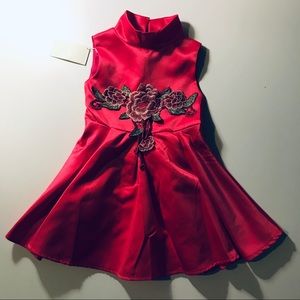 AS IS -Trish Scully satin rose bold pink dress